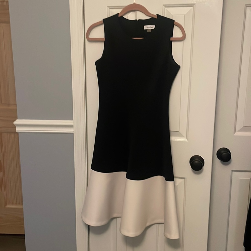 Black and White Calvin Klein Fit and Flare Dress